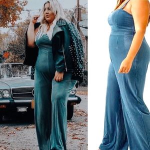 Rocker Style Sexy Teal Blue Overall Jumper Plus 3X